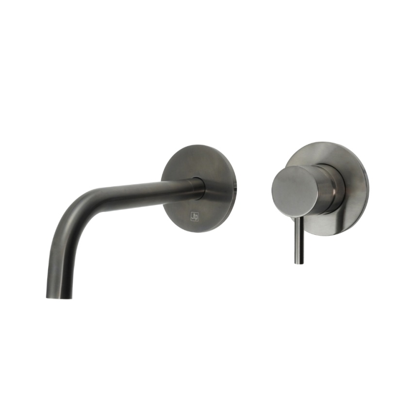 Product Cut out image of the JTP Vos Brushed Black Wall Mounted Slim Basin Mixer